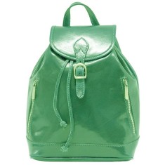 Rucasac dama din piele naturala, verde, R110V
