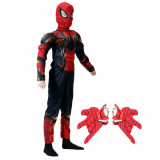 Cumpara ieftin Set costum Iron Spiderman cu muschi si manusi cu lansator pentru baieti 100-110 cm 3-5 ani