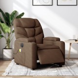 VidaXL Fotoliu electric de masaj rabatabil, maro, textil