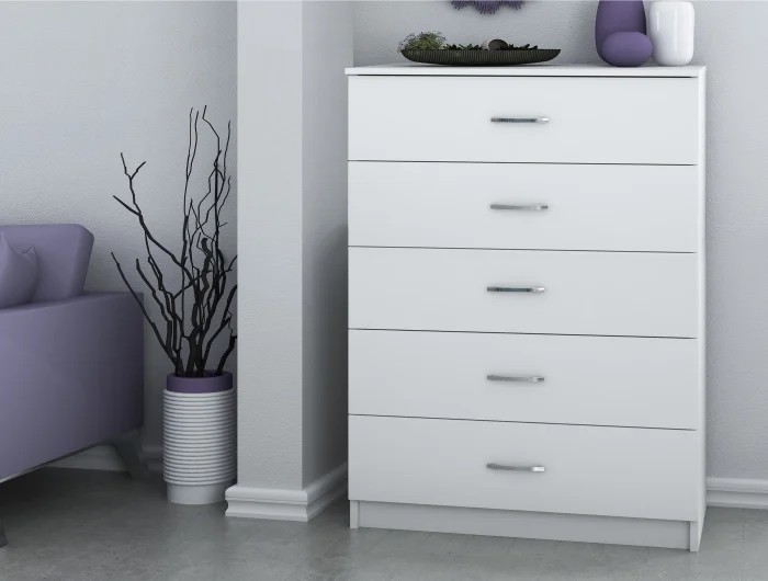 Comoda 5 sertare Ro Alb