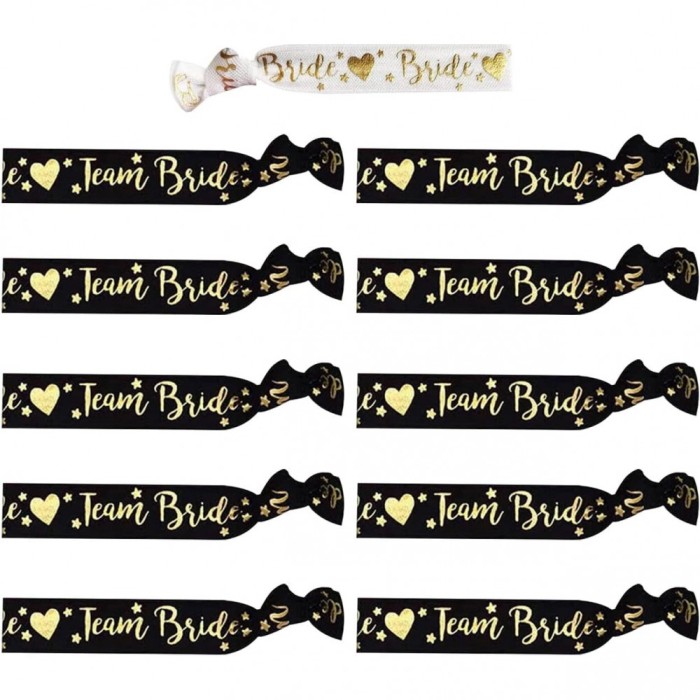 Set 11 bratari, flippy, pentru petrecerea burlacitelor, din panza, marime universala, alb/negru