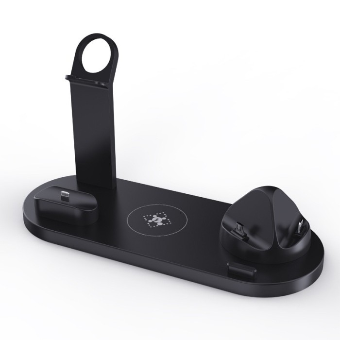 Incarcator wireless ZYTEQ&reg; 4 in 1, statie universala Qi, fast charge 15W, compatibil Apple Watch, AirPods, iPhone, Android, Samsung, Huawei, negru