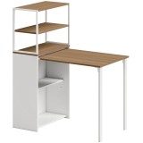HOMCOM Birou pliant Masă de bucătărie cu 4 rafturi Birou pentru computer Masă de lucru Masă pentru laptop 105 x 60 x 127 cm Lemn natural | Aosom Roman