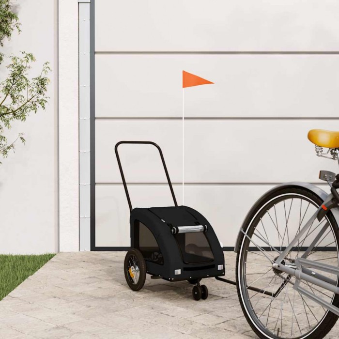 vidaXL Remorcă bicicletă animale companie, negru, textil oxford/fier 93975