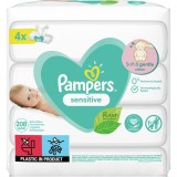 Servetele umede Pampers Sensitive, 4 pachete x 52, 208 buc