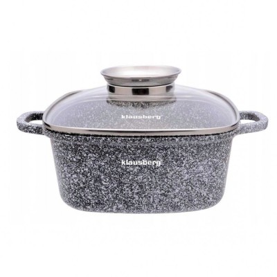 Vas pentru cuptor termorezistent, strat antiaderent marmura, cu capac, 5.5l, 26x26x10.5 cm, Klausberg foto