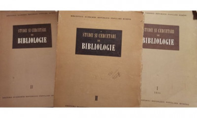 Studii si cercetari de bibliologie, 3 vol. (1955) foto