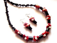 set onix ,coral si perle naturale 43123