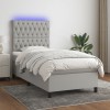 VidaXL Pat cu arcuri, saltea și LED, gri deschis, 80x200 cm, textil 3135069