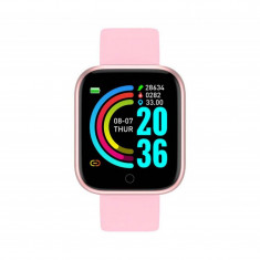 Ceas Smartwatch Techstar® Y68, 1.30 inch IPS, Bluetooth 4.0, Monitorizare Puls, Tensiune, Alerte Sedentarism, Hidratare, Roz