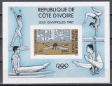 Coasta de Fildes 1980 - Jocurile Olimpice - Moscova, Colita DE LUX NDT, RARA, MNH