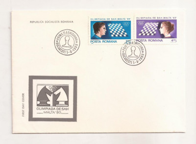 P1 Plic FDC - Prima zi a emisiunii - Olimpiada de sah Malta 1980 - necirculat foto