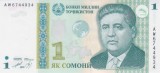 Bancnota Tadjikistan 1 Somoni 1999 (2010) - P14A UNC