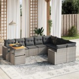 Set mobilier de gradina cu perne, 10 piese, gri, poliratan GartenMobel Dekor, vidaXL