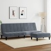 VidaXL Canapea extensibilă cu taburet, 2 locuri, gri &icirc;nchis, catifea 3258093