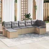 Cumpara ieftin Set de canapele pentru grădină cu pernă 7 pcs Bej, Gri deschis