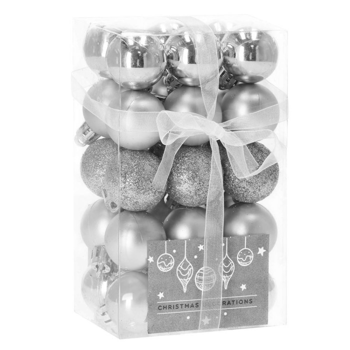 Set globuri de Craciun, 30 bucati, 3 modele, 3cm, argintiu Household NewTrend