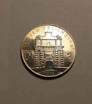 Malta 2 Liri Pounds 1973 UNC de Argint foto