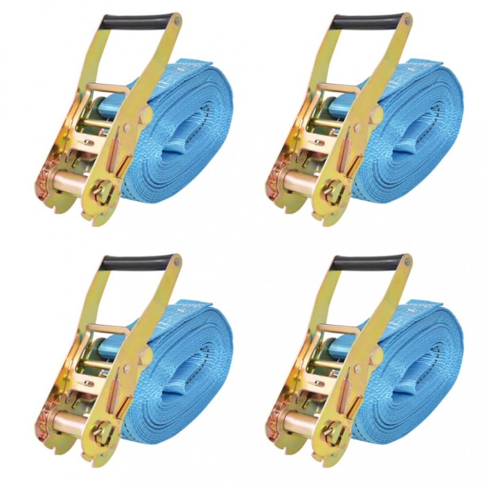 vidaXL Chingi fixare cu clichet, 4 buc, 4 tone, 8 m x 50 mm, albastru