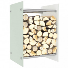 Rastel lemne de foc, alb, 40 x 35 x 60 cm, sticla foto