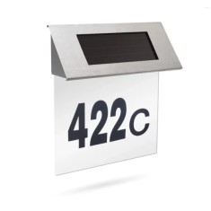 Numar de casa din inox, cu iluminare LED si alimentare solara