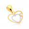 Pandantiv din aur de 9k &ndash; contur dublu de inimă, zirconiu transparent