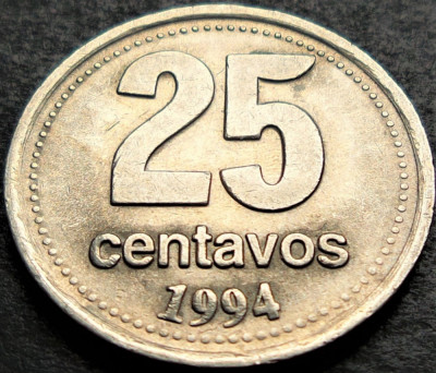 Moneda 25 CENTAVOS - ARGENTINA, anul 1994 * cod 3293 foto
