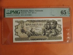 Bancnota 100 lei 5 Decembrie 1947 filigran vertical gradata PMG 65 EPQ GEM UNC(50 acelasi grad si 42 in grad mai mare)