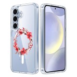 Husa pentru samsung galaxy s25 plus, atasare magnetica, magsafe, pink wreath 19, clear