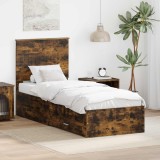 Cumpara ieftin Cadru de pat cu sertar Stejar afumat si argintiu 70 x 190 cm