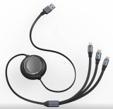CABLU alimentare si date Baseus Bright Mirror 2 One-for-three Retractable, pt. smartphone, USB la Micro-USB+Lightning+USB Type-C 3.5A, 1.1m,negru &quot;CAM
