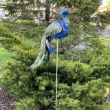Decoratiune metalica gradina Paun cu tija 134 cm, Jad