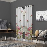 Set draperii dim-out model floral cu inele auriu antic, Madison, 150x240 cm, densitate 700 g/ml, Parrot Tulipa, 2 buc