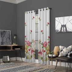 Draperie dim-out model floral cu inele auriu antic, Madison, 150x250 cm, densitate 700 g/ml, Parrot Tulipa, 1 buc