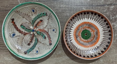 Lot doua farfurii ceramica Horezu, Constantin Mischiu si Gh. Iorga foto