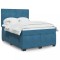 vidaXL Pat box spring cu saltea, albastru, 160x200 cm, catifea 3290952