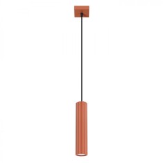 Lampă Suspendată Karbon Ocru Roșu Din Aluminiu, Cu 1 Bec Tub Minimalist De Interior.