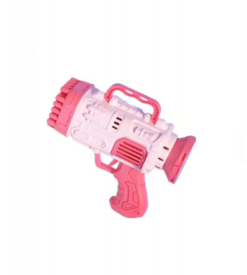 Jucarie interactiva, pistol de facut baloane de sapun cu lumini Led, roz foto