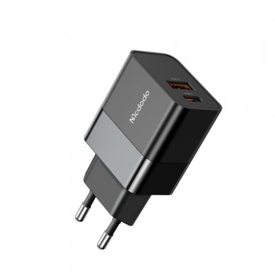 Incarcator Retea McDodo CH-1951 Hydrogen, 20W, 3A, 1 x USB-A - 1 x USB-C, Negru foto