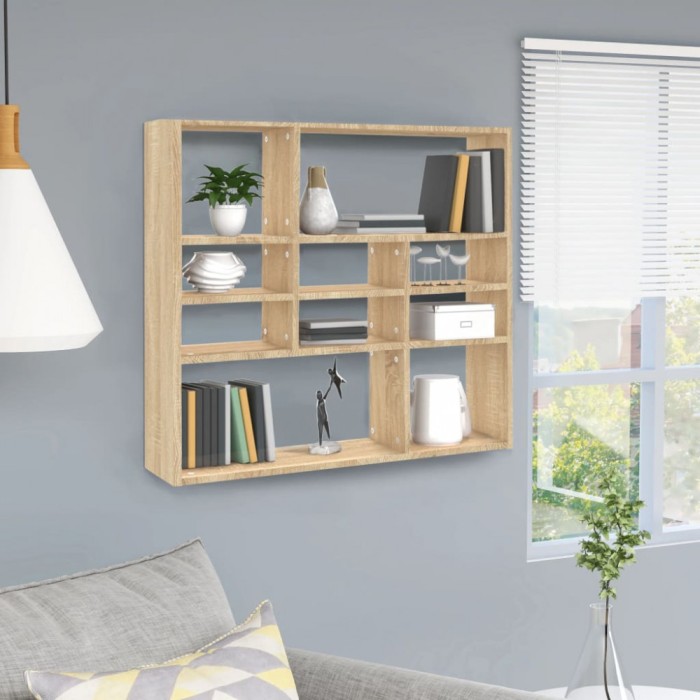 vidaXL Raft de perete, stejar Sonoma, 90 x 16 x 78 cm, lemn prelucrat