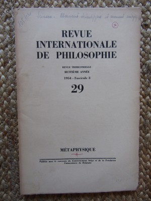 Revue Internationale de Philosophie 1954 FASCICULE 3 / 29 foto