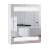 HOMCOM Dulap Baie cu 1 Usa Basculanta Oglinda si Lumini LED 60 x 50 x15cm | Aosom Romania