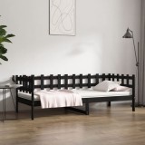 vidaXL Pat de zi, negru, 90x200 cm, lemn masiv de pin 820760