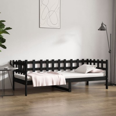 vidaXL Pat de zi, negru, 90x200 cm, lemn masiv de pin 820760 foto