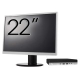 Pachet Calculator Second Hand HP ProDesk 600 G5 Mini, Intel Core i5-8500T 2.10 - 3.50GHz, 8GB DDR4, 256GB SSD + Monitor 22&amp;quot; NewTechnology Media