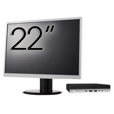 Pachet Calculator Second Hand HP ProDesk 400 G4 Mini PC, Intel Core i5-8500T 2.10 - 3.50GHz, 8GB DDR4, 256GB SSD + Monitor 22&amp;amp;quot; NewTechnology Medi foto
