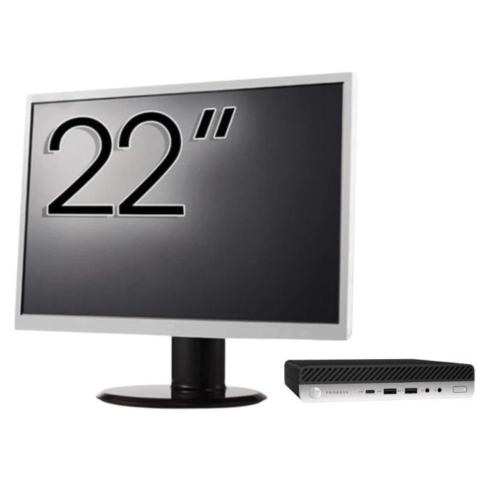 Pachet Calculator Second Hand HP ProDesk 400 G4 Mini PC, Intel Core i5-8500T 2.10 - 3.50GHz, 8GB DDR4, 256GB SSD + Monitor 22&amp;quot; NewTechnology Medi