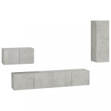 Cumpara ieftin Set dulap TV, 4 piese, gri beton, lemn prelucrat