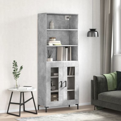 vidaXL Dulap &amp;icirc;nalt, gri beton, 69,5x34x180, lemn compozit foto