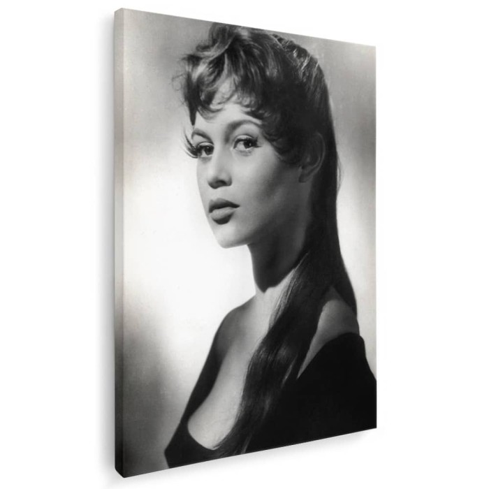 Tablou Brigitte Bardot, actrita, alb, negru 1508 Tablou canvas pe panza CU RAMA 60x90 cm